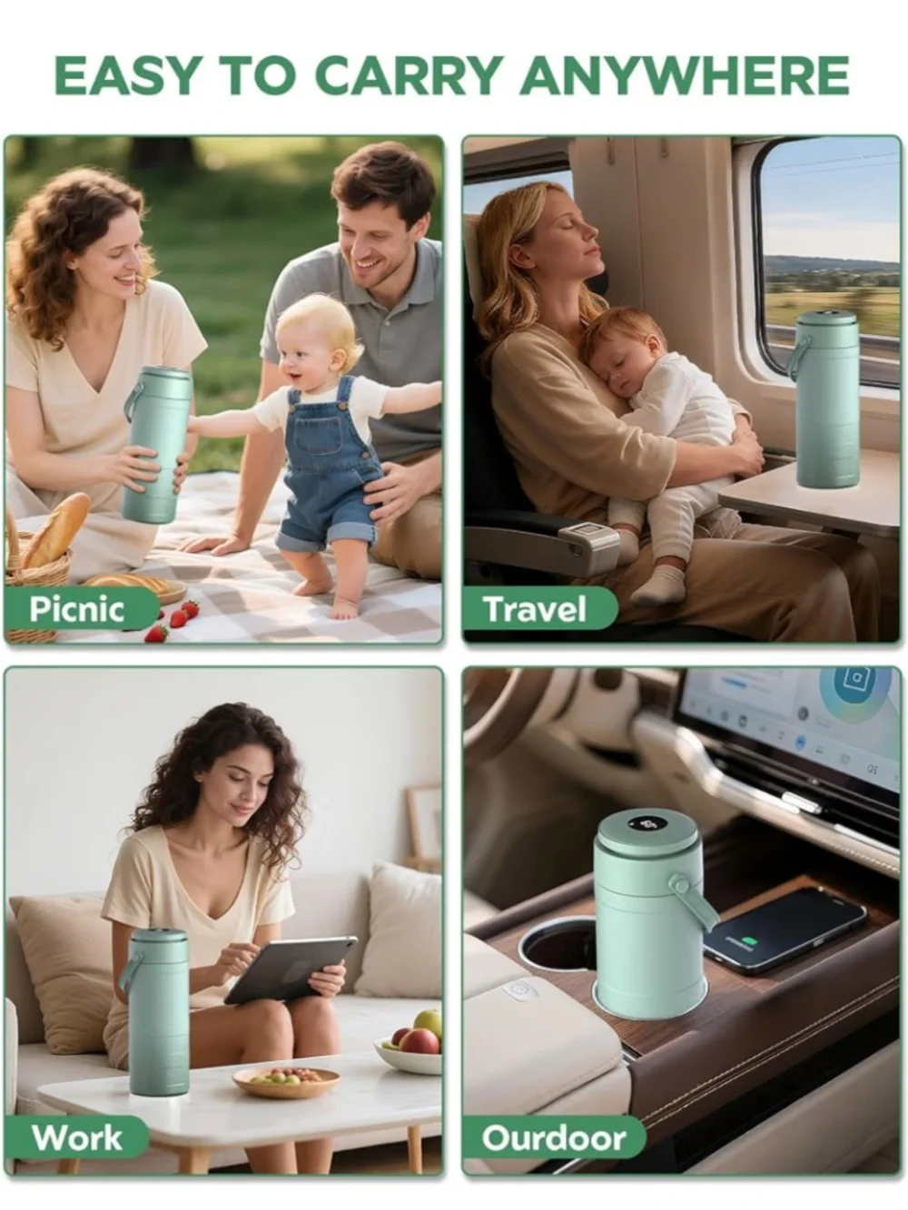 Mint Green Portable Breast Milk Cooler with Digital Display-New Still Sealed